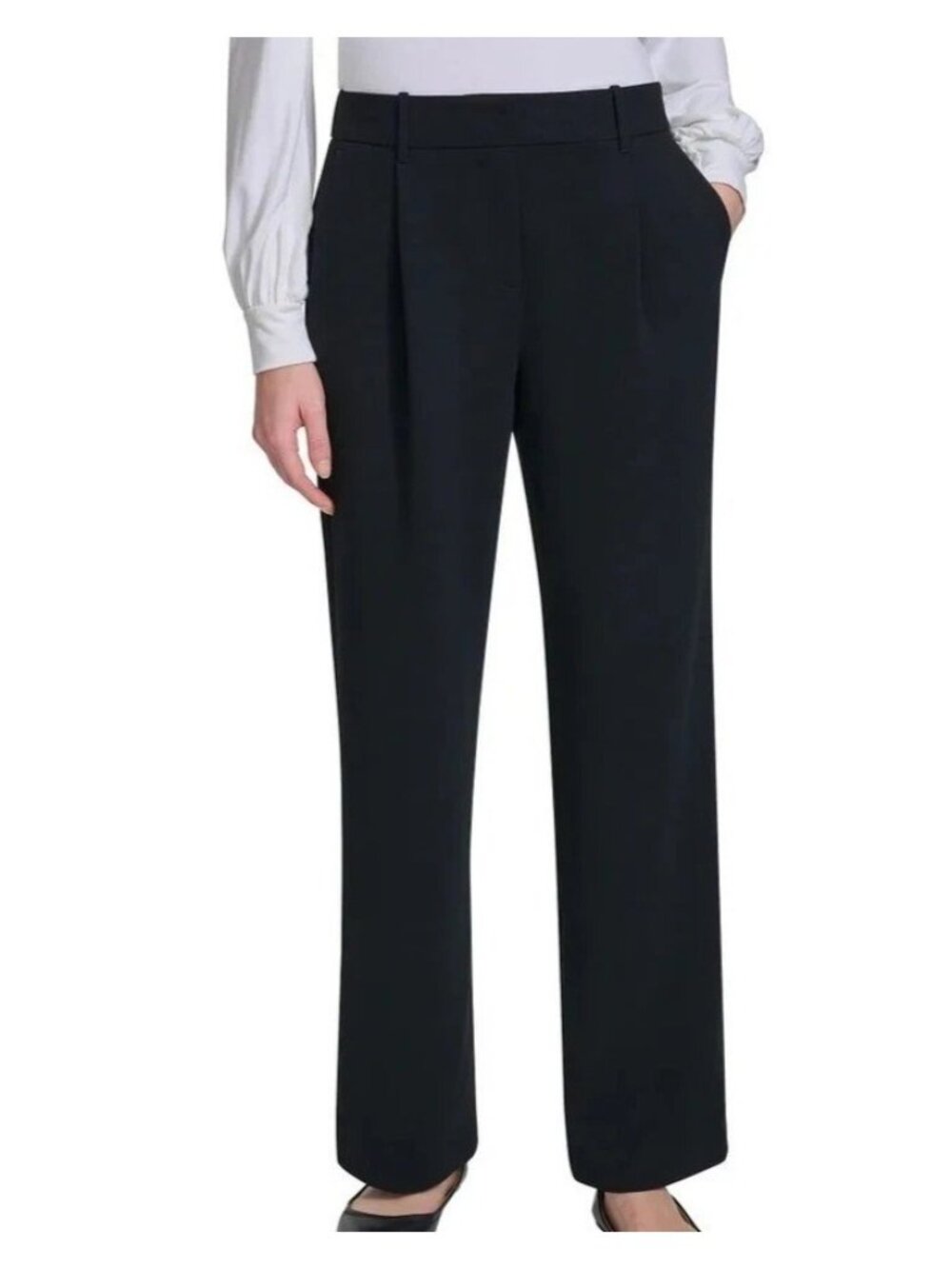 NWT DKNY Women's Black Wide-Leg Pants Size 18 Polyester Dress Pants Q0185